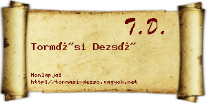 Tormási Dezső névjegykártya